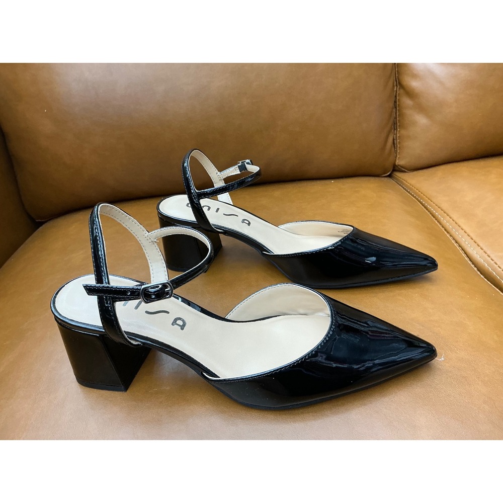 Unisa Untrinas-J Heels Womens 7.5 Black Patent Pointed Toe Block Pump